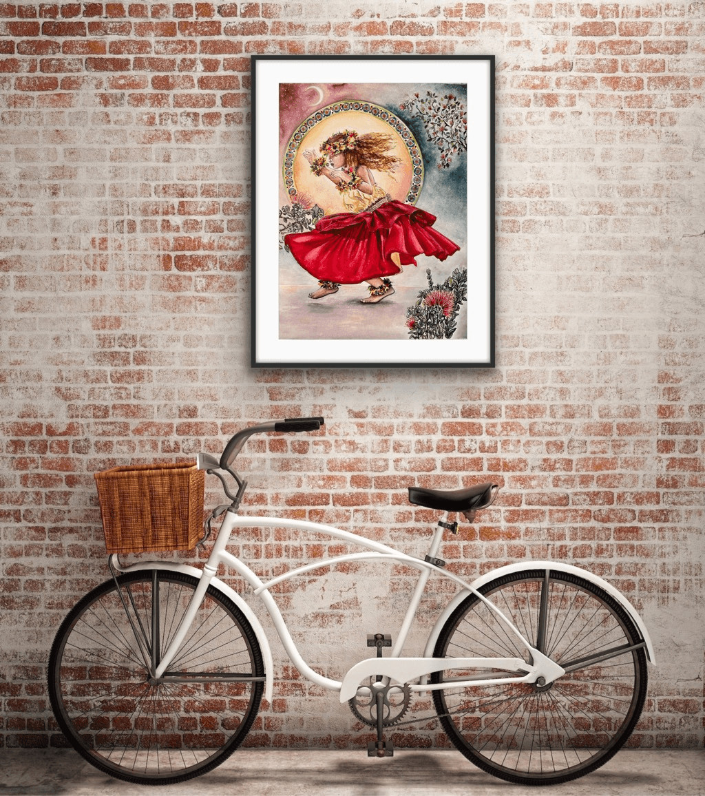 Tip Toe Dancing Upon The Earth Hula Dance Watercolor Art Print AJJ Arts