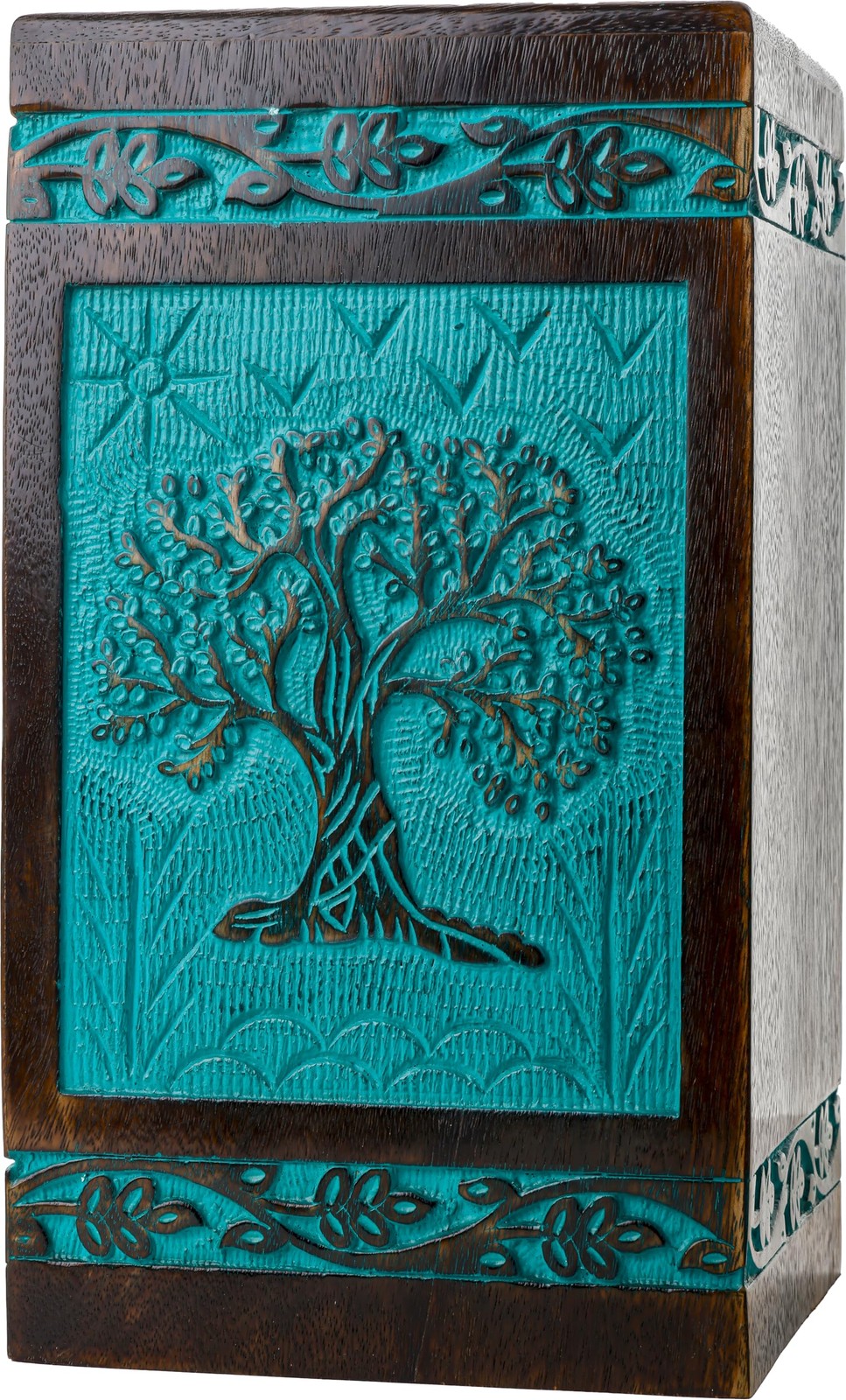 Wooden Cremation Urns for Human Ashes - Large 180 lbs, Handcarved Tree of Lif...