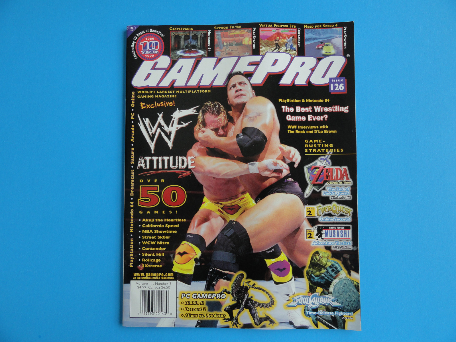 GAMEPRO MAGAZINE # 126 MARCH 1999 VOL 11 #3 - WF ATTITUDE- THE ROCK - ZELDA