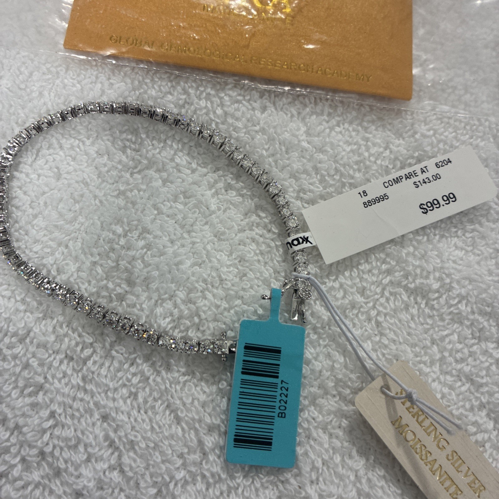 3MM Moissanite Sterling Silver  Bracelet - New