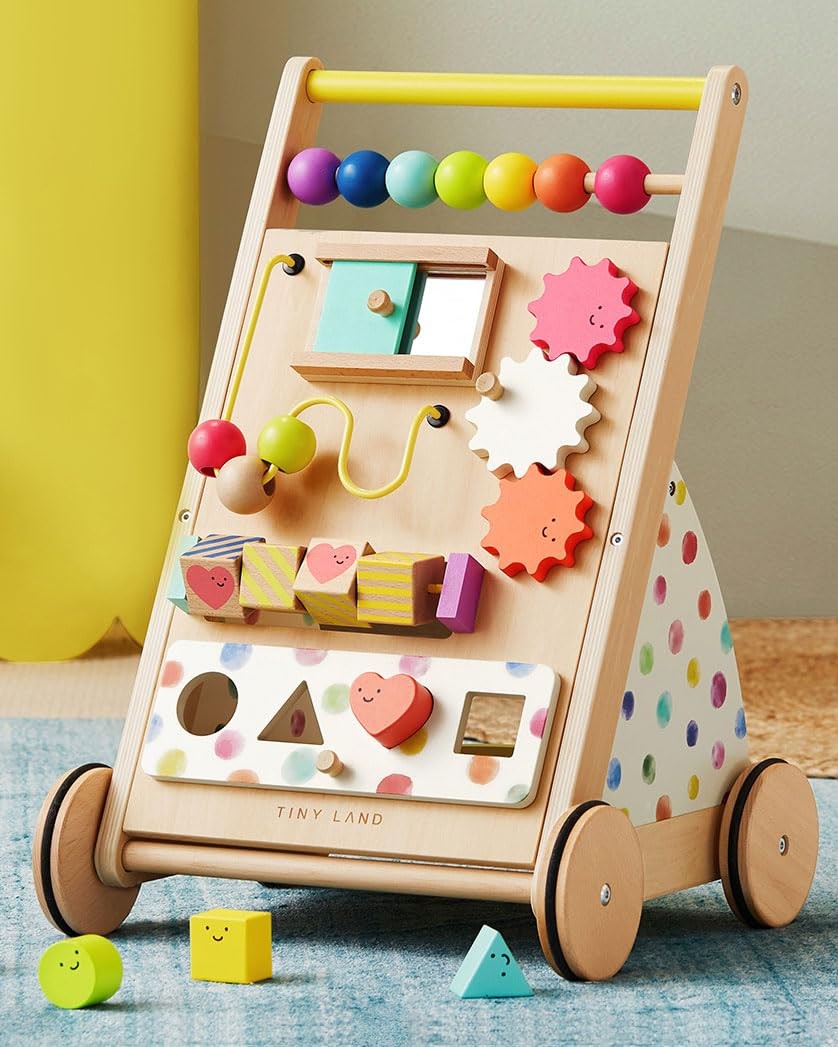 Wooden Baby Walker Adjustable Speed Montessori Activity Push Toy Toddlers Tiny