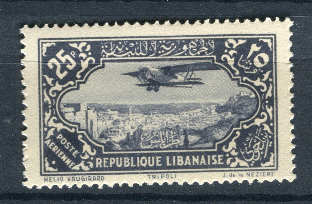 LEBANON; 1930-31 early Airmail Potez issue fine Mint hinged 25Pi. value