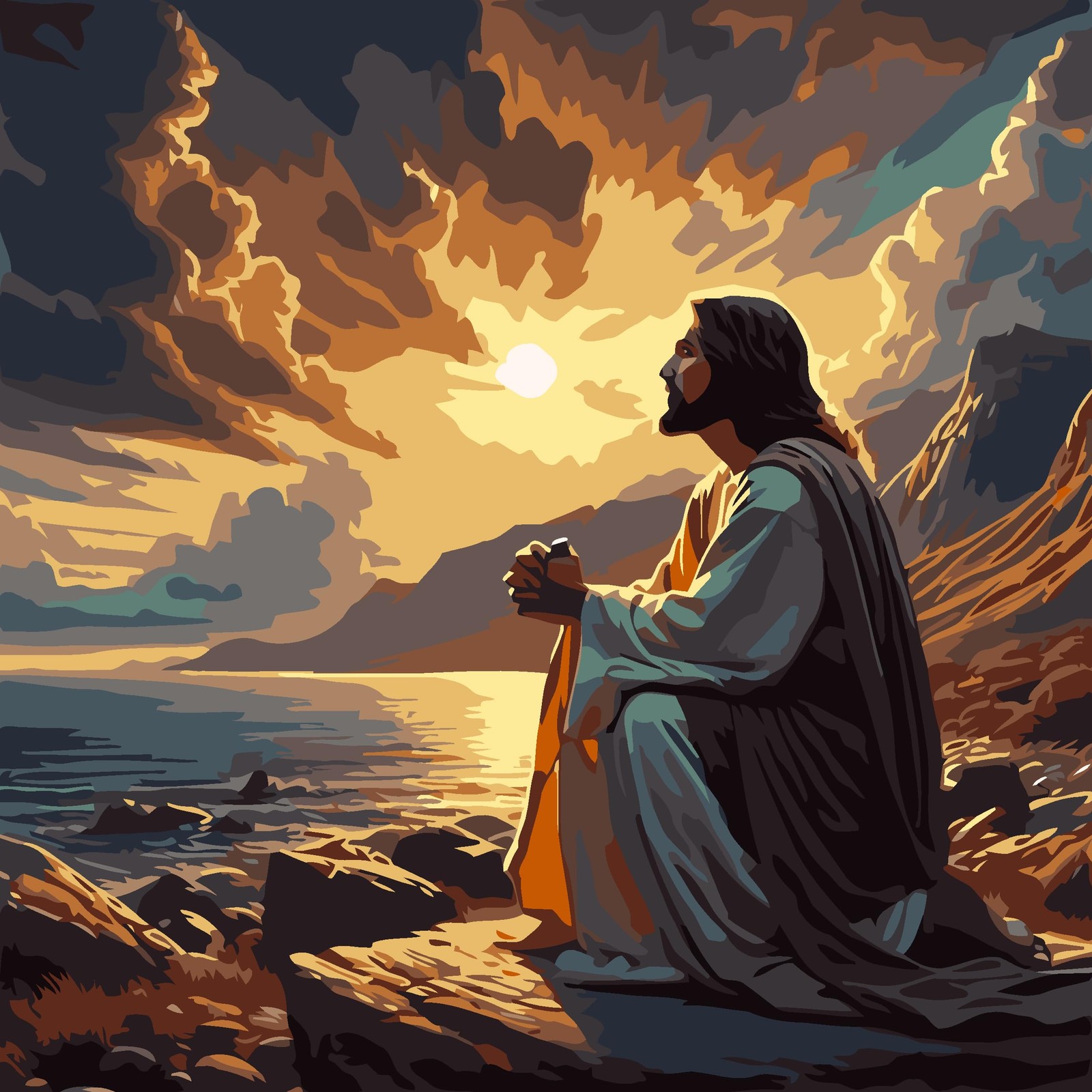 Christmas Jesus Paint By Numbers Kit DIY Canvas Oil Painting Art Kit 16x16