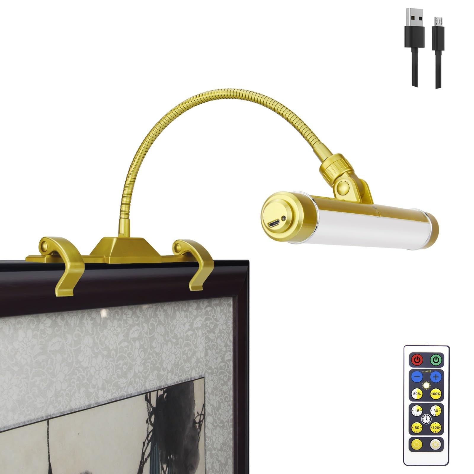 Wireless Picture Frame Led Lighting,Rechargeable Art Display Lighting Clip on