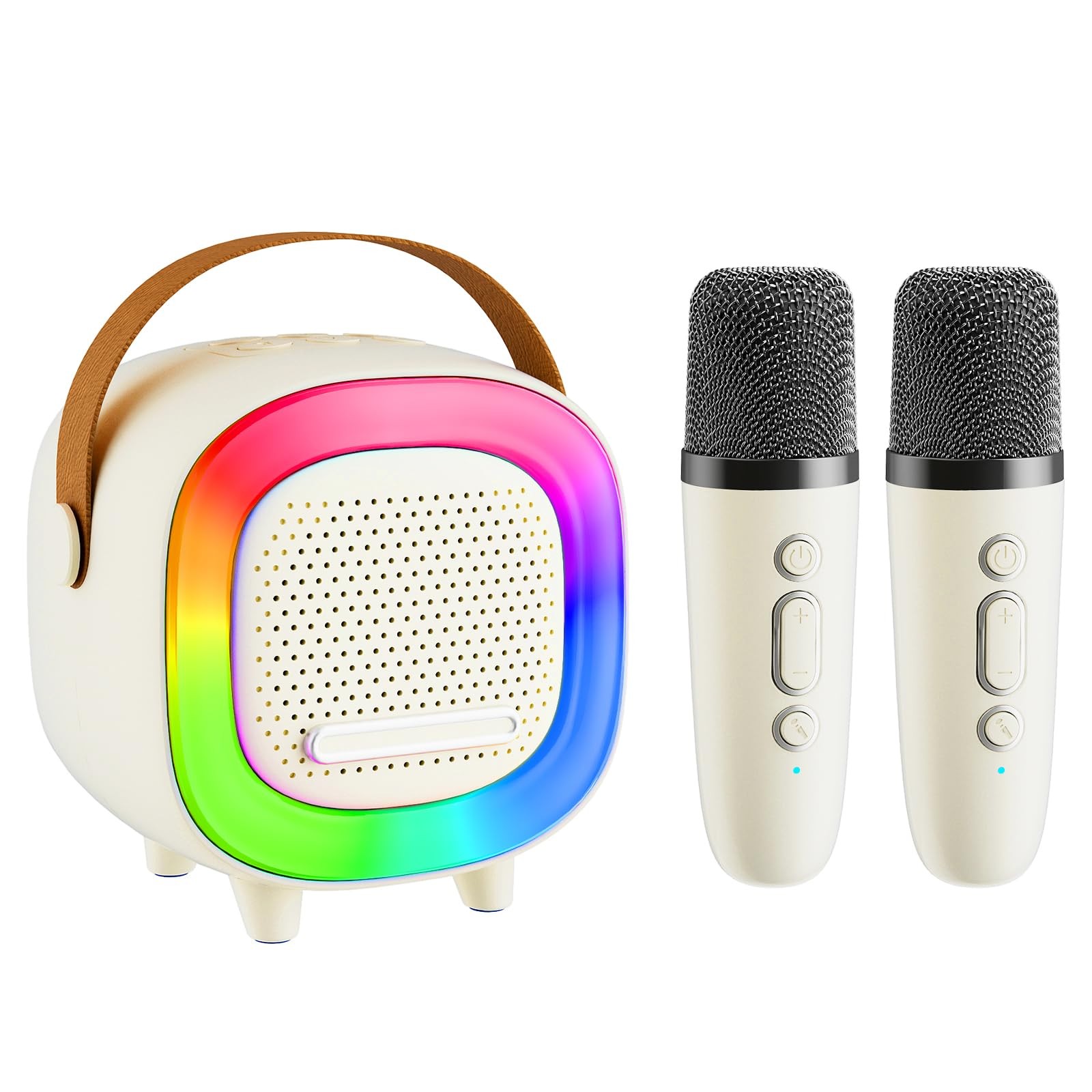 Mini Karaoke Machine Speaker for Kids Adults, Portable Bluetooth with 2 Wirel...