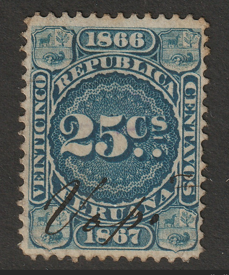 Peru 1866 25C Revenue Used - S42440