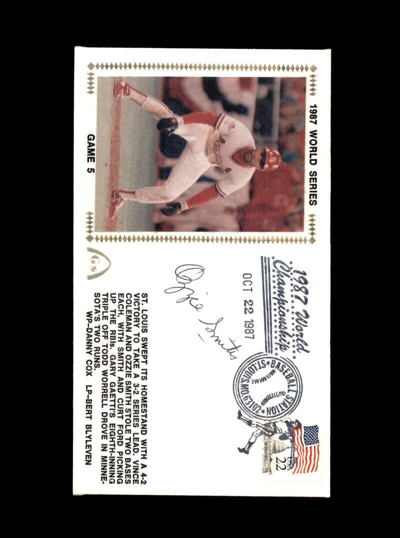 Ozzie Smith PSA DNA Coa Hand Signed 1987 World Series FDC Cache Autograph
