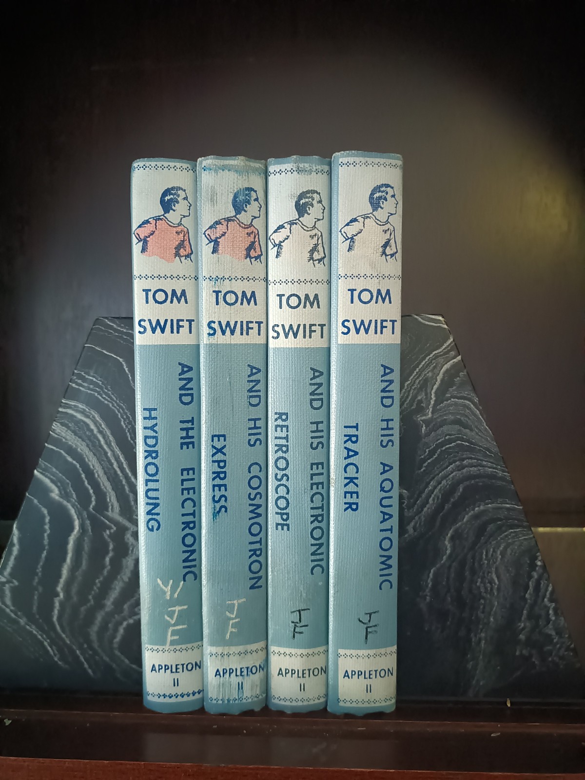 Tom Swift Jr x 4_Cosmotron/Hydrolung/Retroscope/Aquatomic_School Binding_Ex-lib