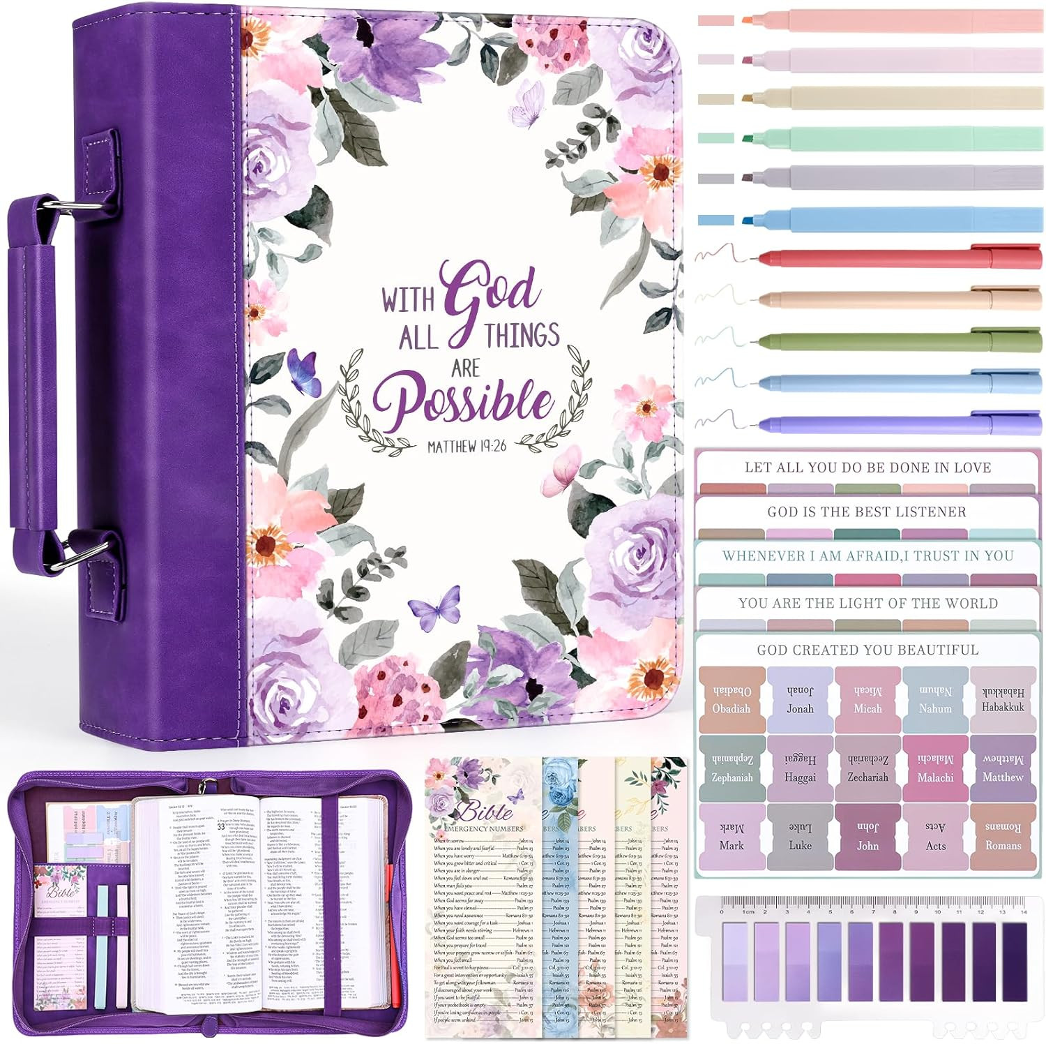 Bible Cover Case Set for Women - Portable Journaling Kit & Church Bag