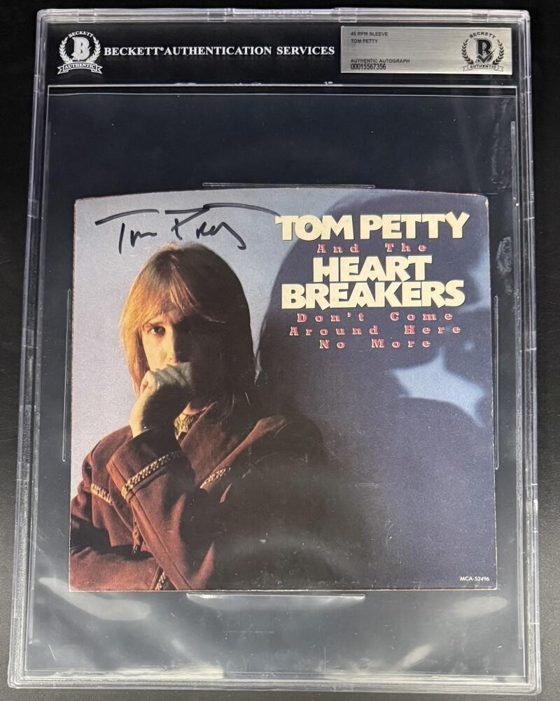 Tom Petty Heart Breakers Very Rare Signed Autograph Beckett Encapsulated 45 RPM 