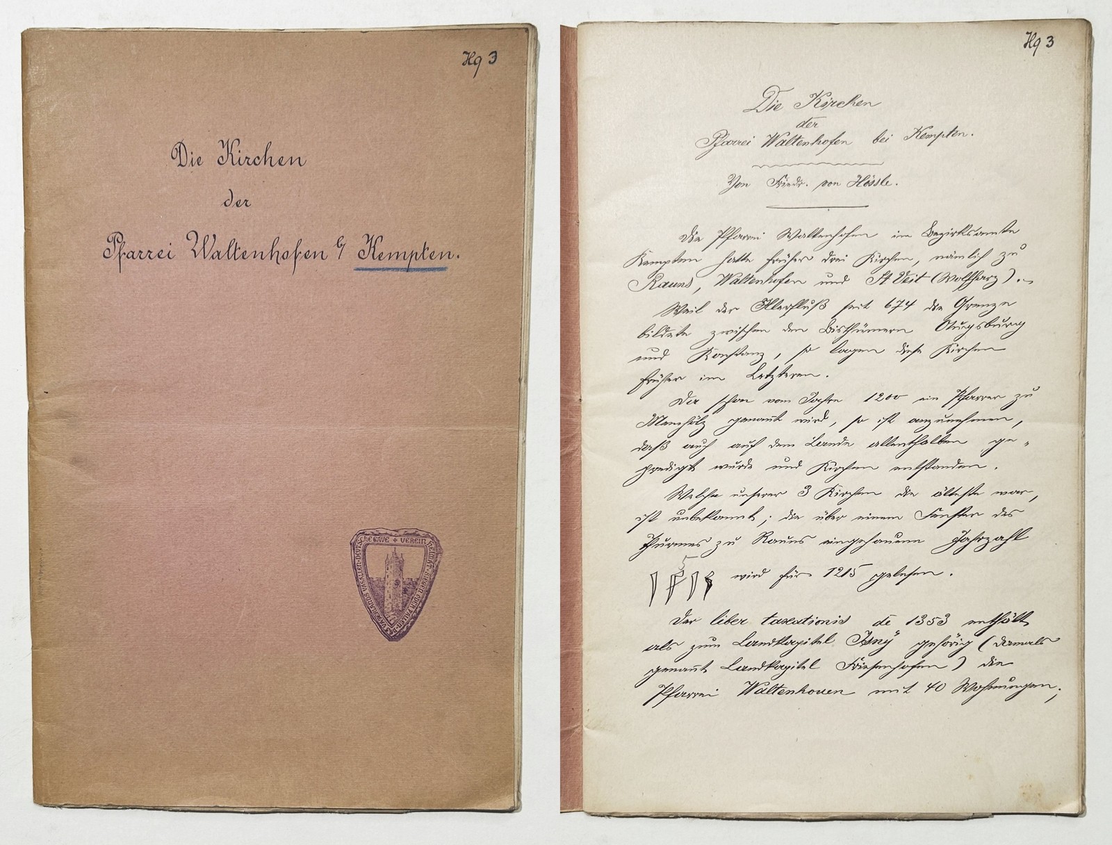 Waltenhofen Kempten/Friedrich By Hössle - Handwriting Allgäu 1900 Chronicle