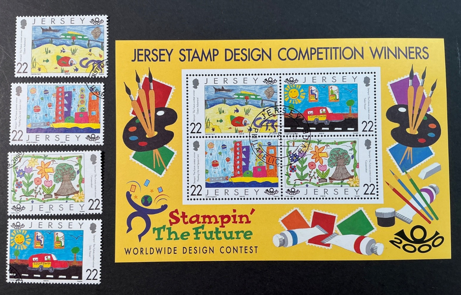JERSEY USED #937-40, 940a Set of 4 & Souvenir Sheet  *2000* Children’s Art