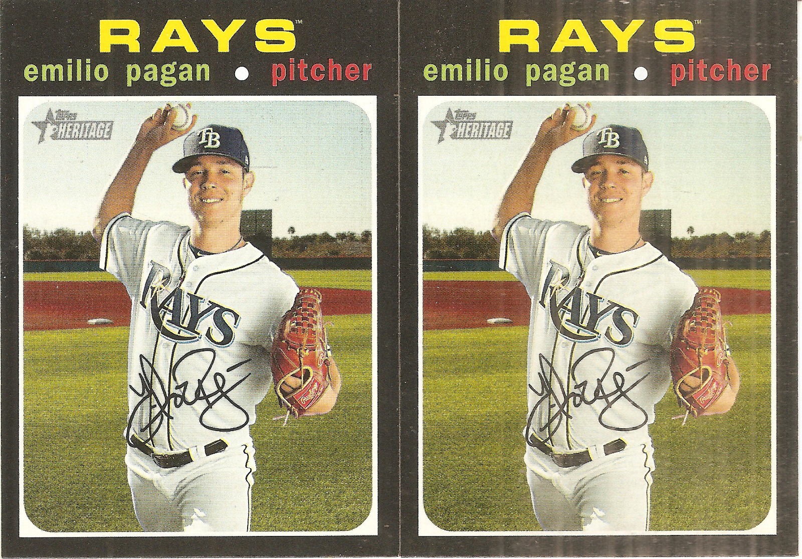 2 CARD 2020 TOPPS HERITAGE EMILIO PAGAN BASEBALL CARD LOT