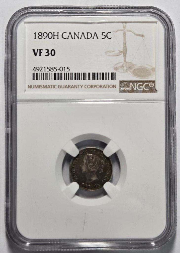 1890H CANADA 5 CENTS NGC VF 30 Certified Coin