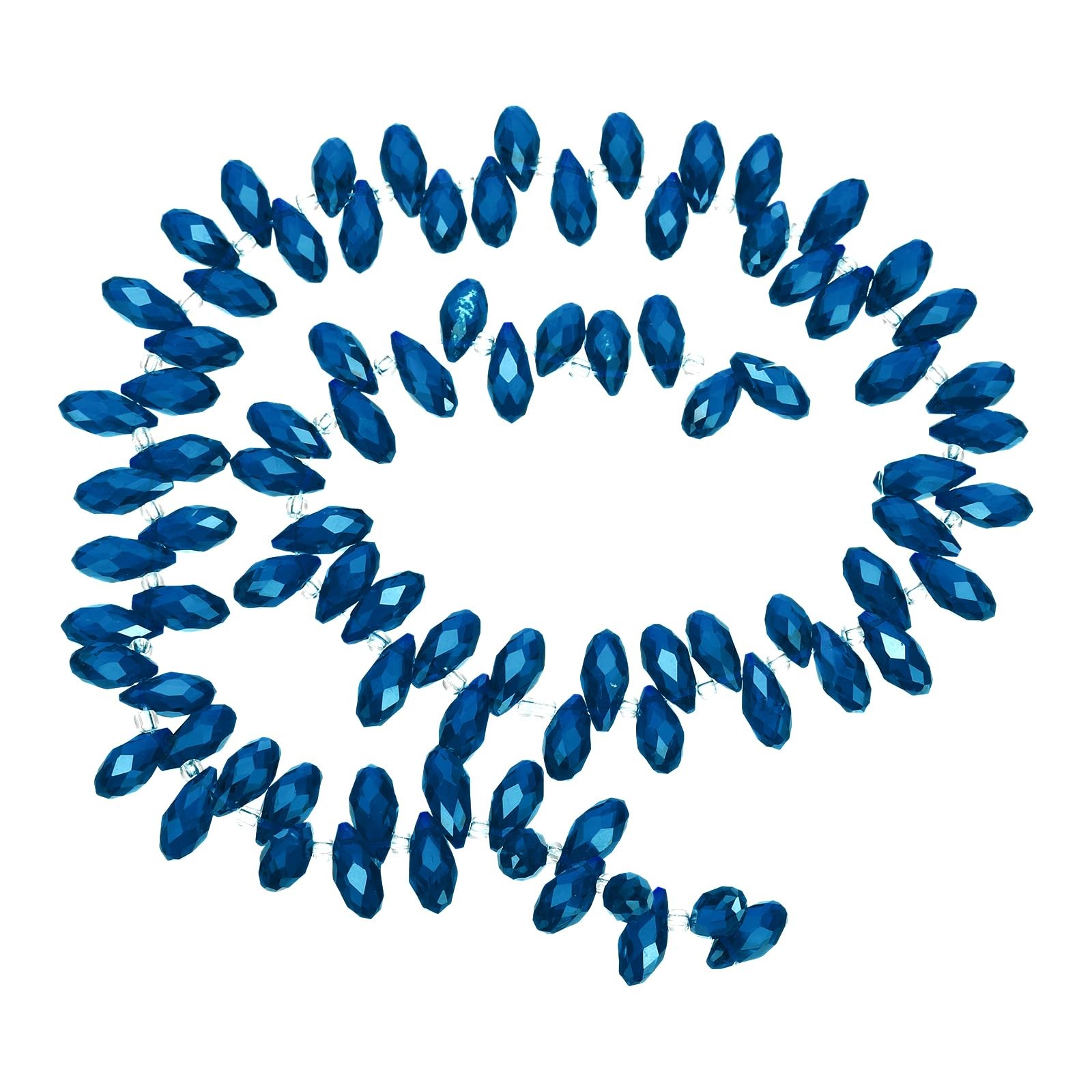 PATIKIL 5 Strands 450-475Pcs Teardrop Crystal Beads, 12x6mm Sapphire Blue 