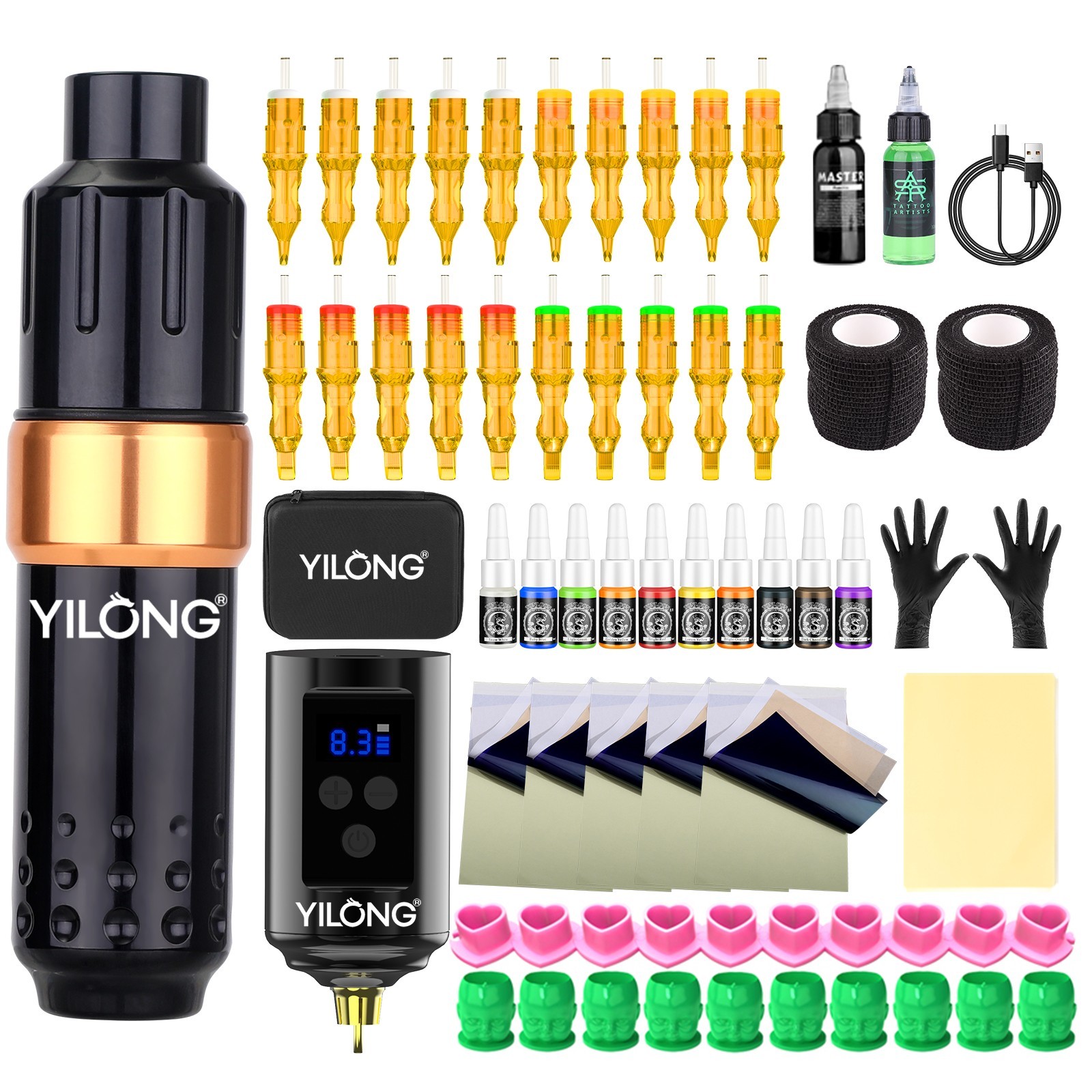 Complete Wireless Tattoo Pen Machine Kit with 1200mAh Power Supply 20Pcs Needles