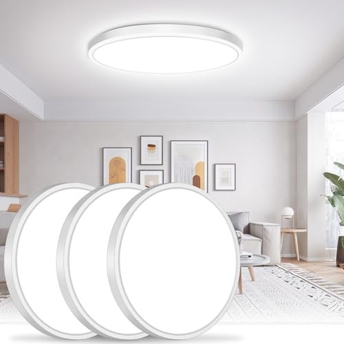  15 Inch Large Flush Mount Ceiling Light Fixtures, 4000LM 15 Inch-3 Packs White