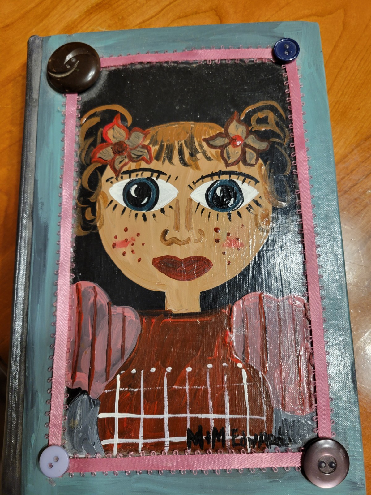 Hand Painted Art On Cover Of Vintage Book