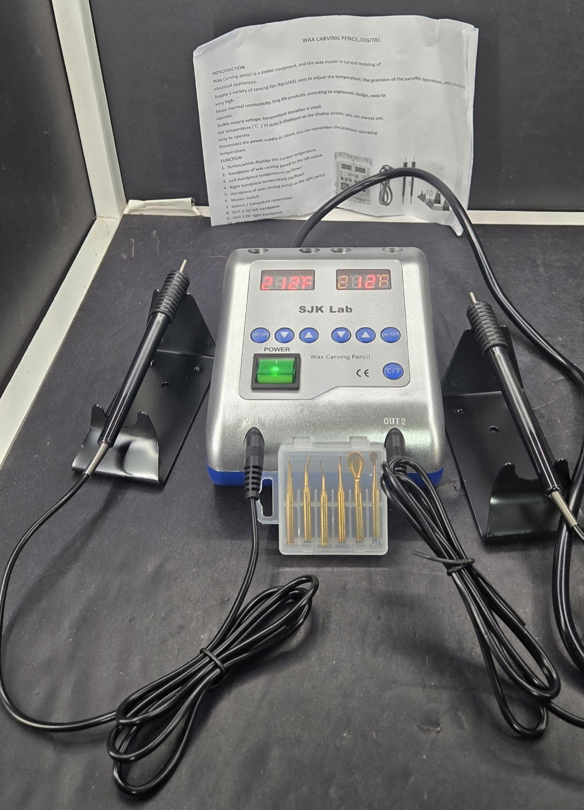 Dental Electric Wax Carver with Double Pens & 6 Wax Tips, Dentist Waxing SJK