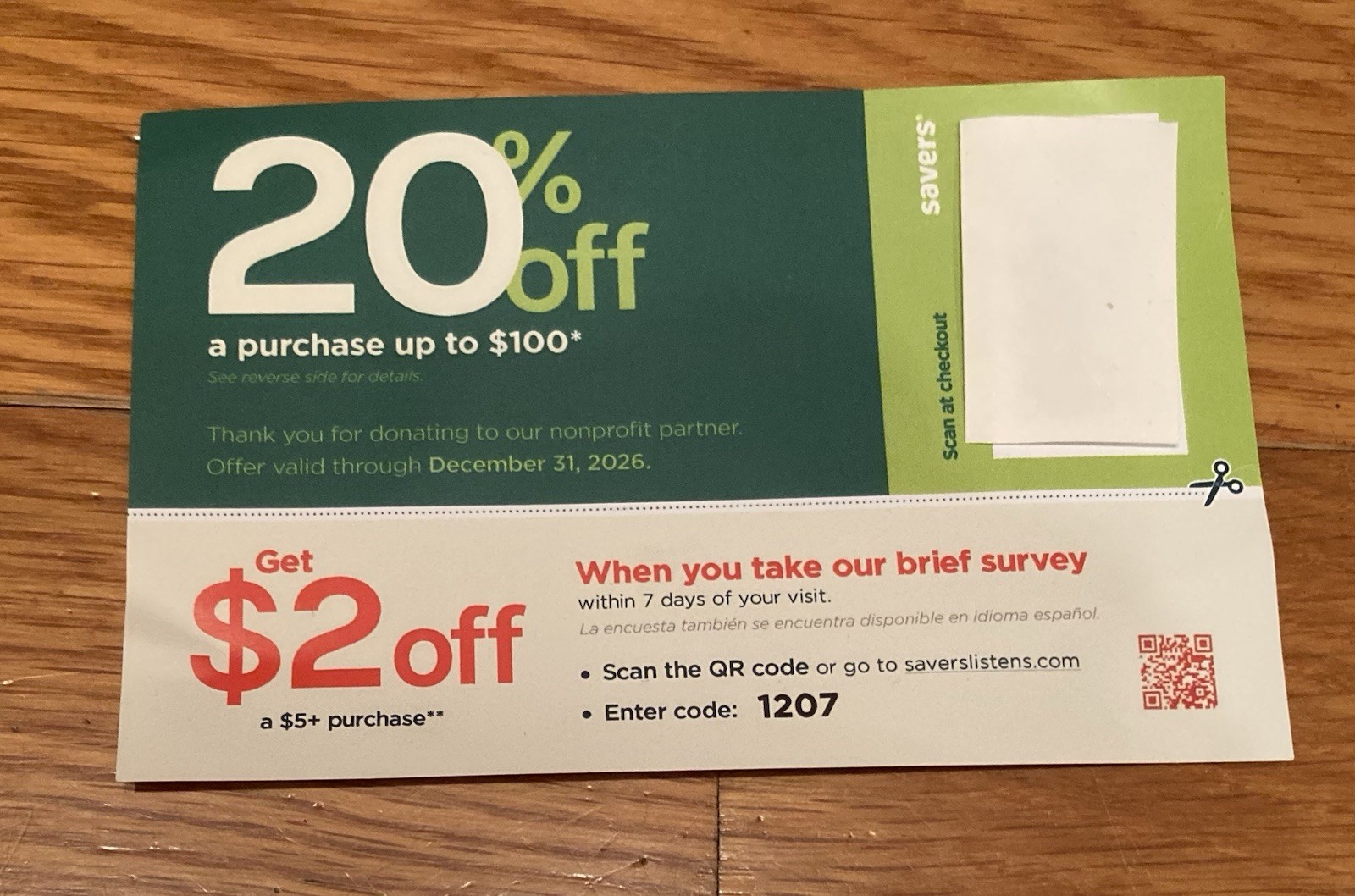 NEW DATE!  Savers Thrift Store 20% Off Coupon valid to December 31, 2026