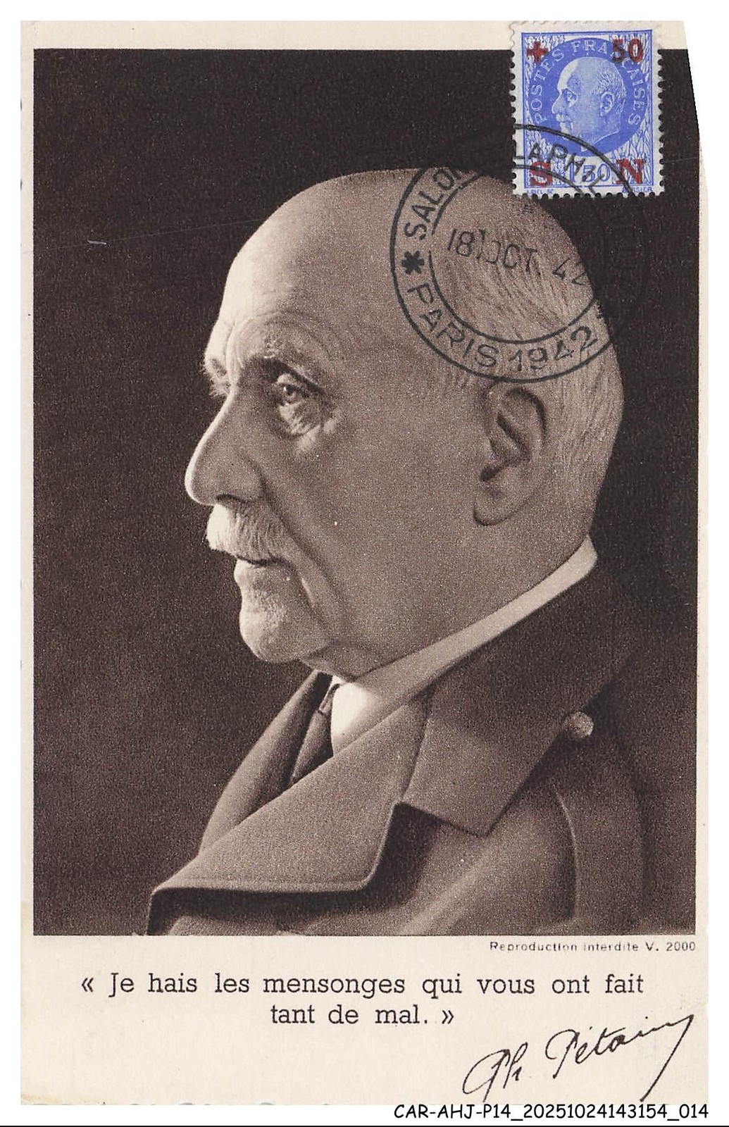 CAR-AHJP14-0636-MAXIMUN Card - General Pétain - 1942