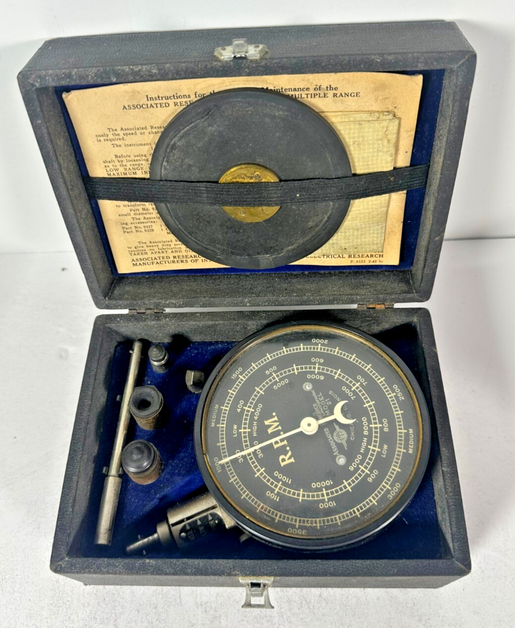 Associated Research Incorporated  Model 21 Hand Tachometer USA Speed Indicator