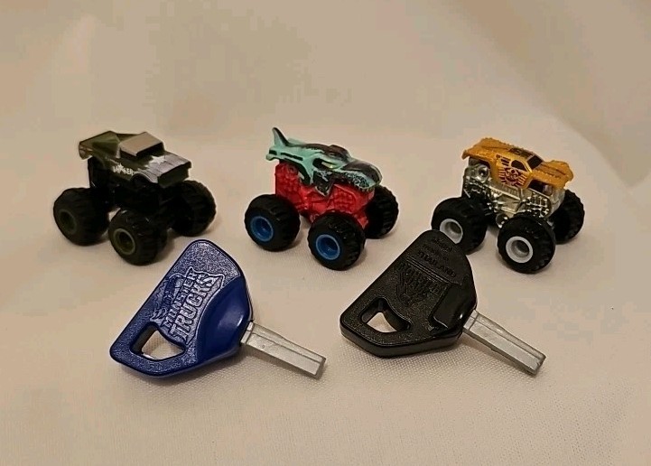 Lot 3 Monster Jam Mighty Minis Micro Monster Trucks With 2 Launch Key