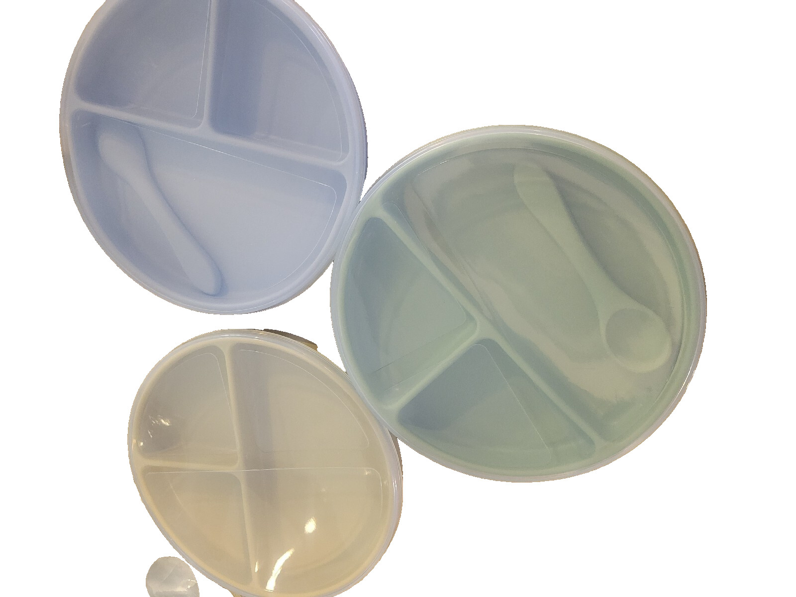 NEW Toddler Divided Bowls w/ Suction Bottoms, Lids & Utensils | 3pc Set