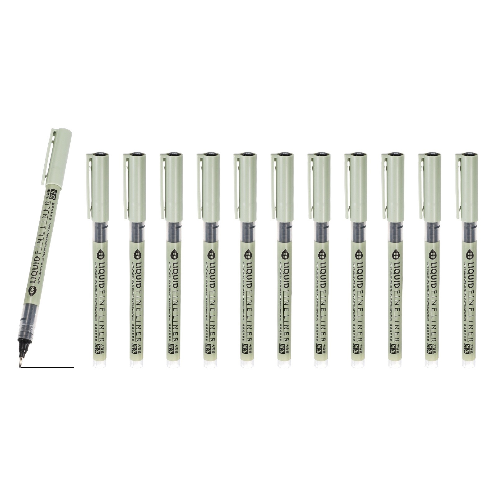 Fineliner Pens, 12 Pcs Black 06 0.48mm Fineliner Marker Waterproof Ink Pen