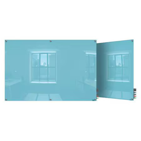 Ghent Hmysm46be Dry Erase Board, Glass, 48 In, 72 In, No Frame Frame, Blue,