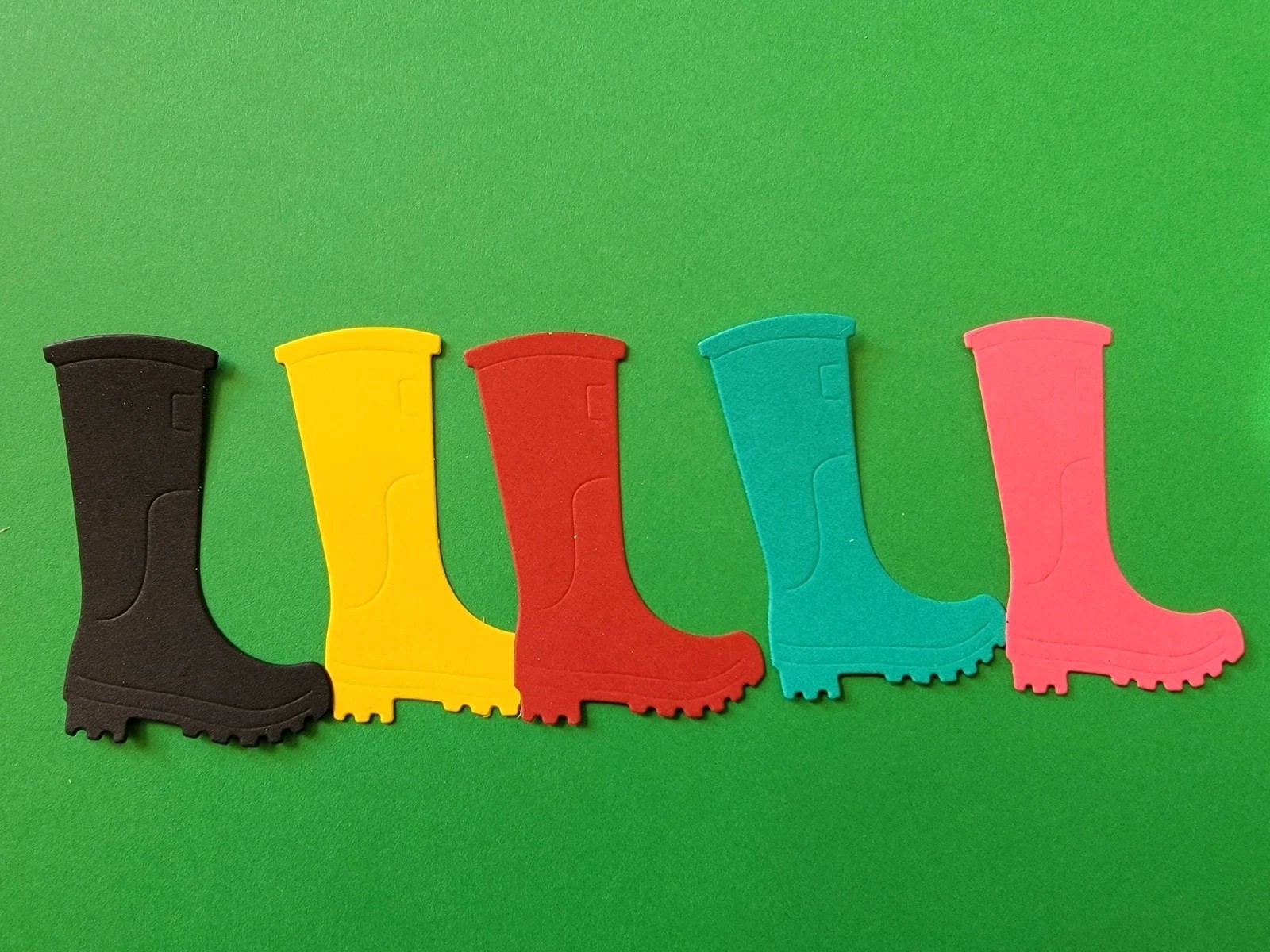 3 Rainboots Cardstock die cuts For scrapbook cards