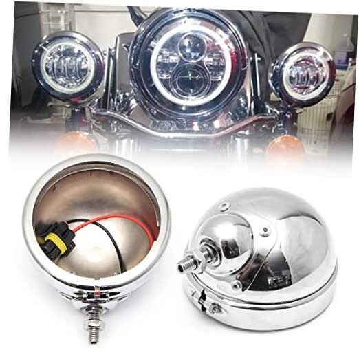 1 Pair 4.5 Inch Fog Light Housing Bucket Bracket 4.5 inch Silver Light Housing