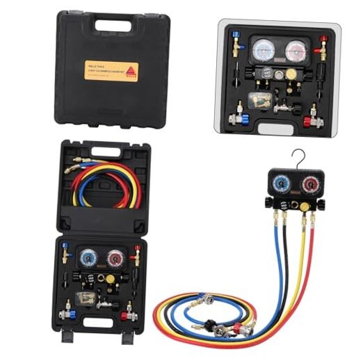  AC Gauge Set HVAC Tools R410a R134a R32 R22 Refrigerant for Home 4 Way AC 