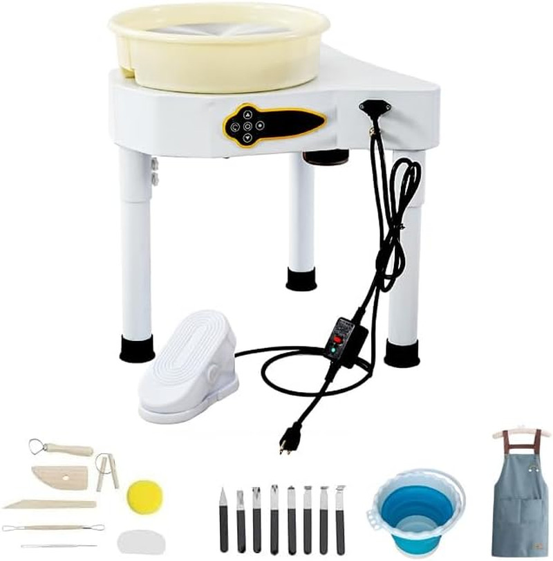 11" 350W Electric Pottery Wheel with LCD Panel Adjustable Speed Foot Pedal,Detac