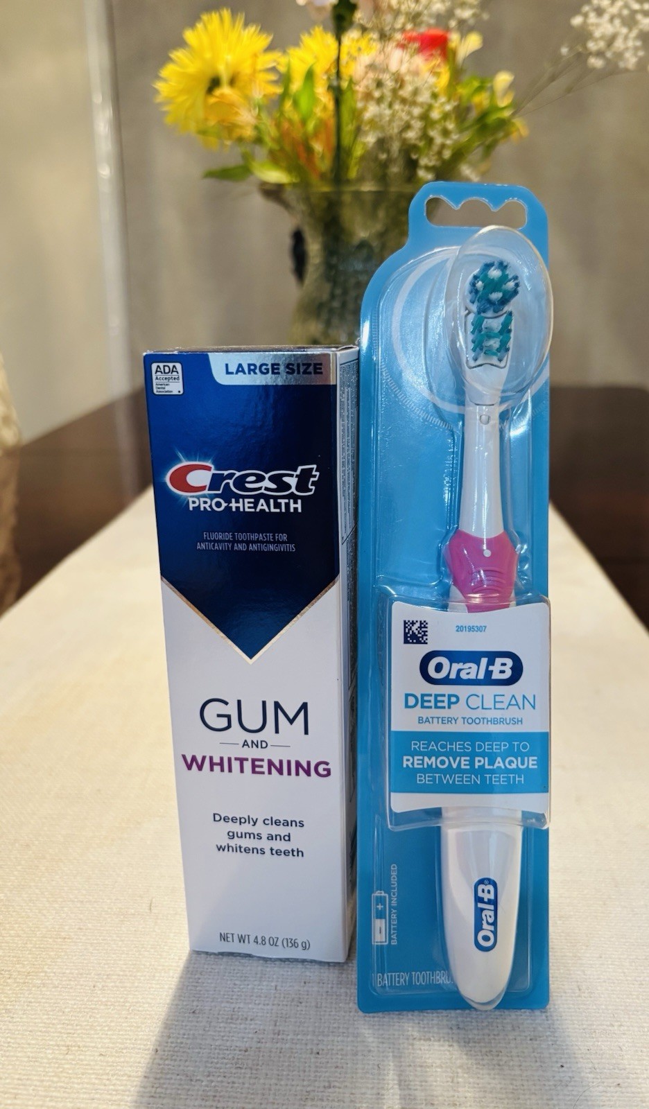 Oral-B Deep Clean Battery Toothbrush & Crest Pro-Health Gum Whitening Toothpaste