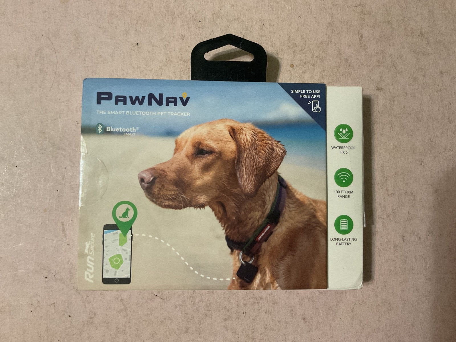PawNav Smart Bluetooth Pet Tracker by Run Secure Waterproof 100 Foot Range NEW