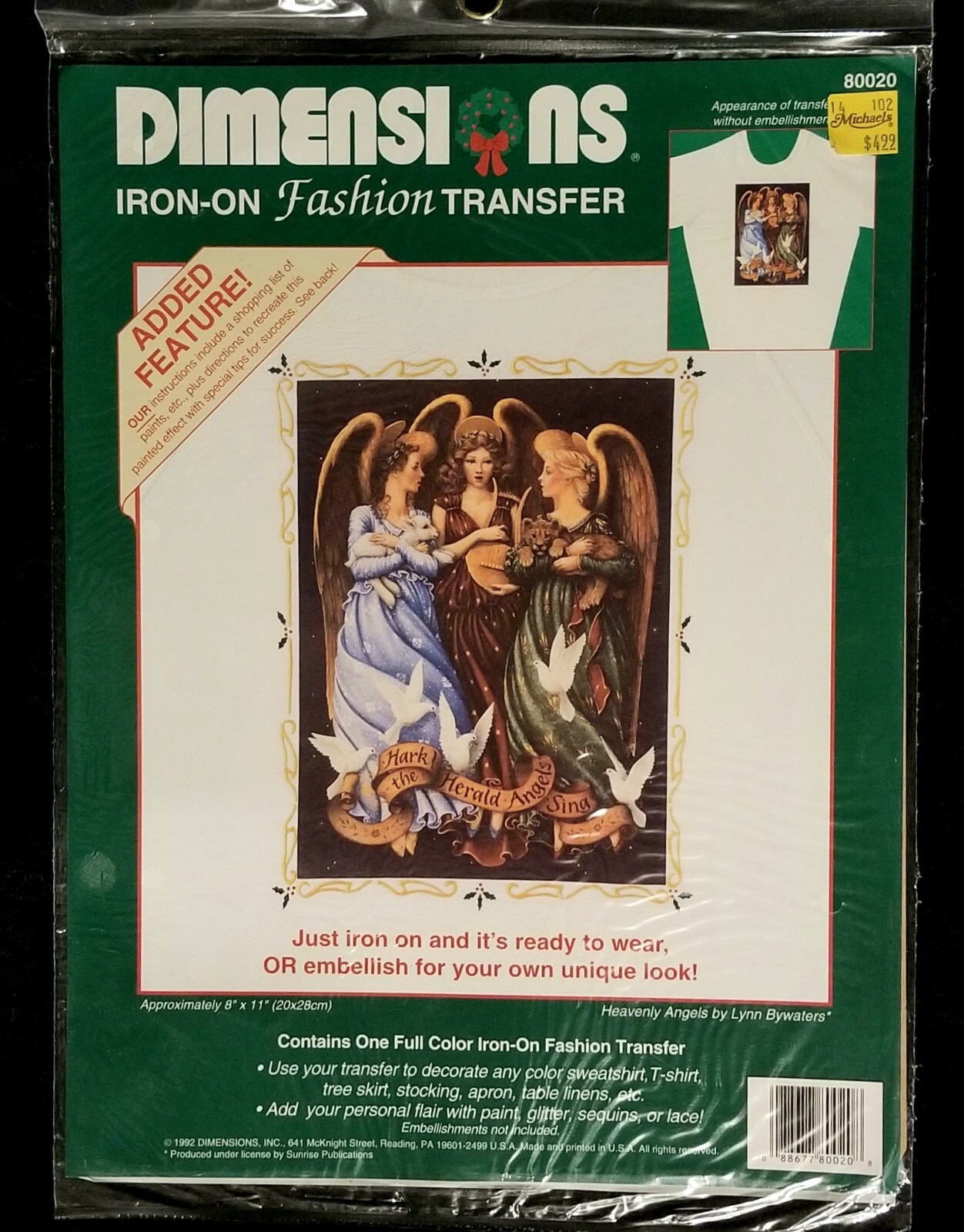 Vintage 1992 Dimensions Heavenly Angels Iron On Transfer 80020 - NIP