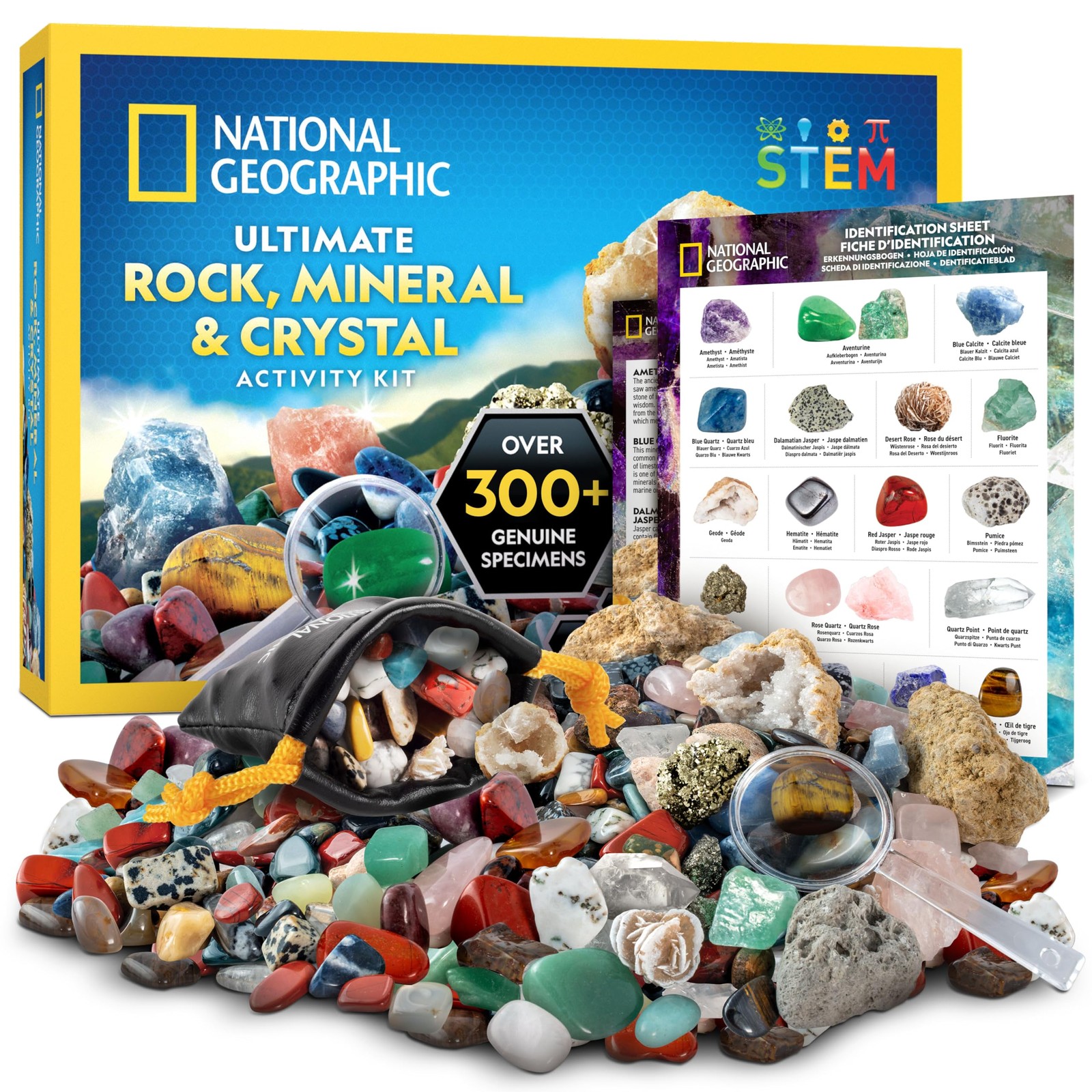 Best National Geographic Rock Collection Box for Kids 300+ Piece Gemstones and