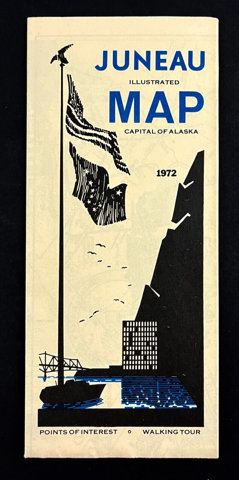 1972 Juneau Alaska Illustrated Tourist Map Walking Tour Vintage Travel Brochure