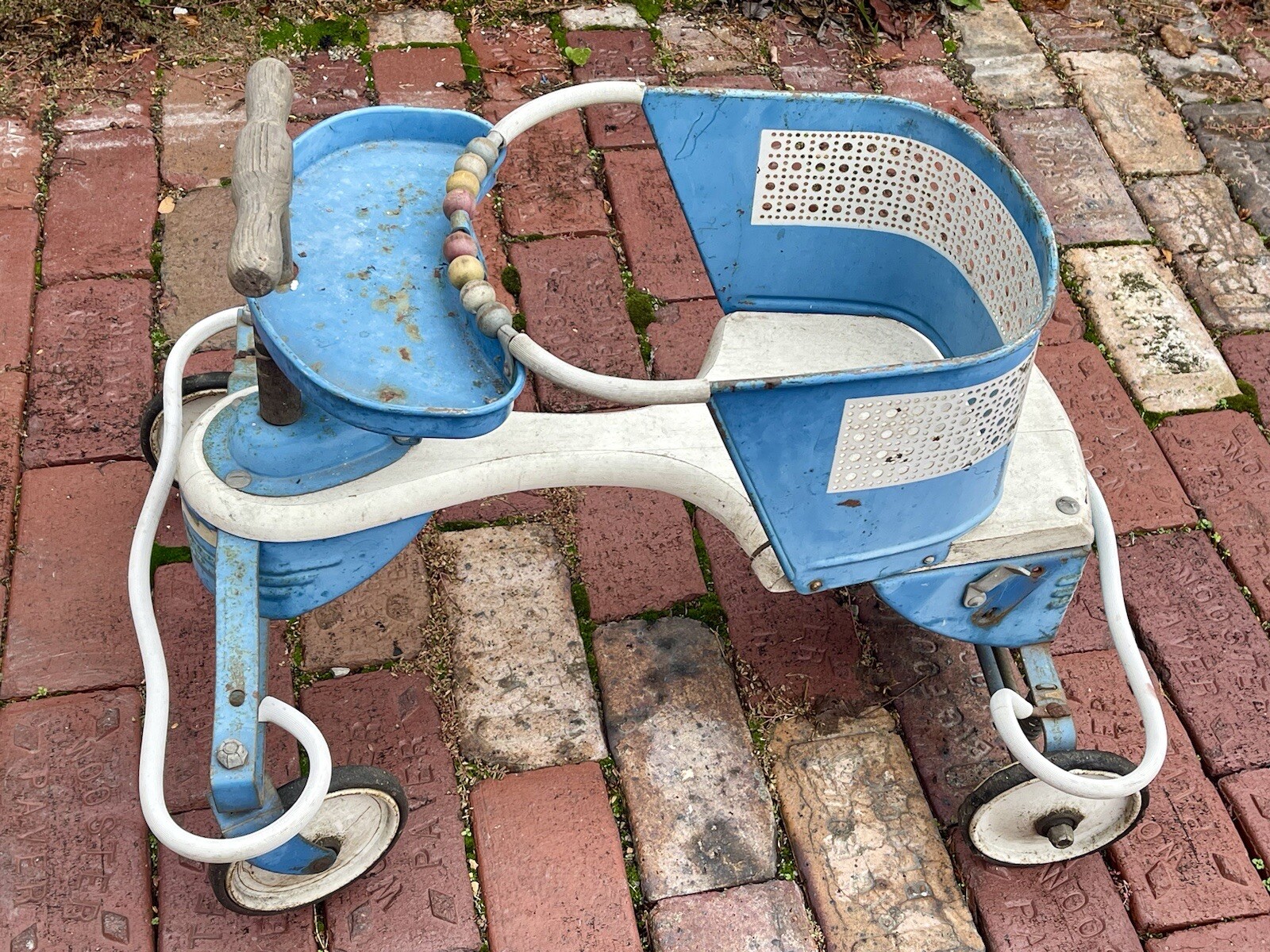 Antique TAYLOR TOT Buggy Fenders Tray Wheels Metal Baby Stroller Walker 50s 60s