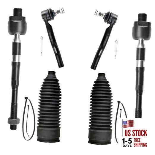 6pcs Front Steering Kit Tie Rod End Inner and Outer and Boots for INFINITI 