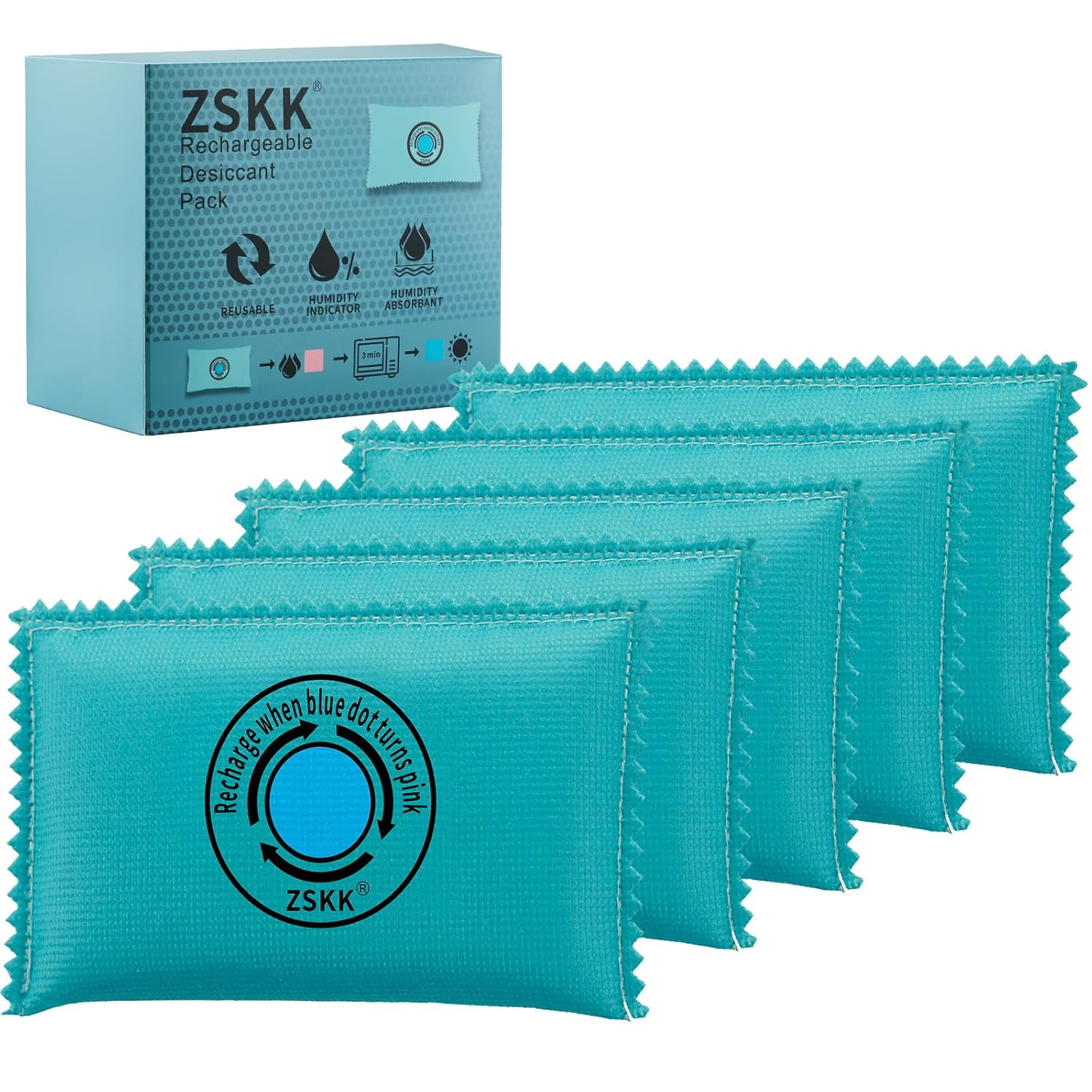 100G Rechargeable Desiccant Pack of 5,Silica Gel Desiccant Packets,Moisture Abso