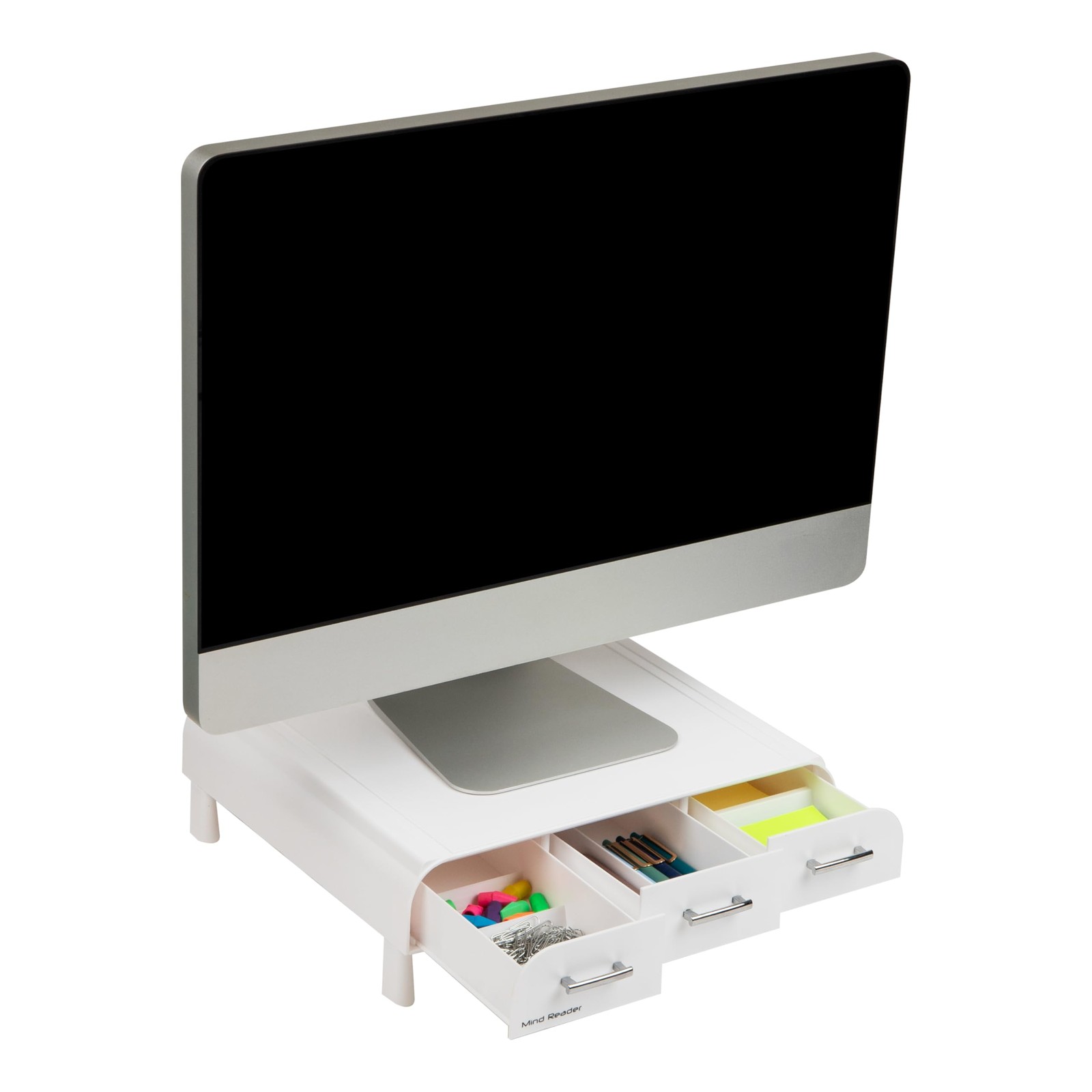 Mind Reader PC, Laptop, IMAC Monitor Stand and Desk Organizer, White