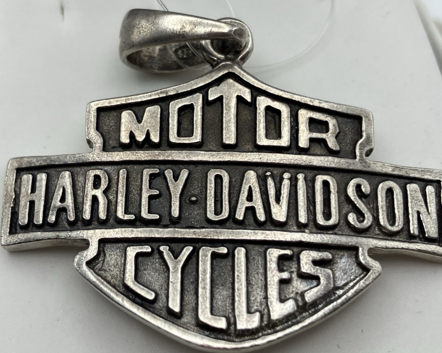 Sterling Silver 16 Grams  Harley Davidson Biker Logo Pendant, 925 Lg, 2''x1 1/2'