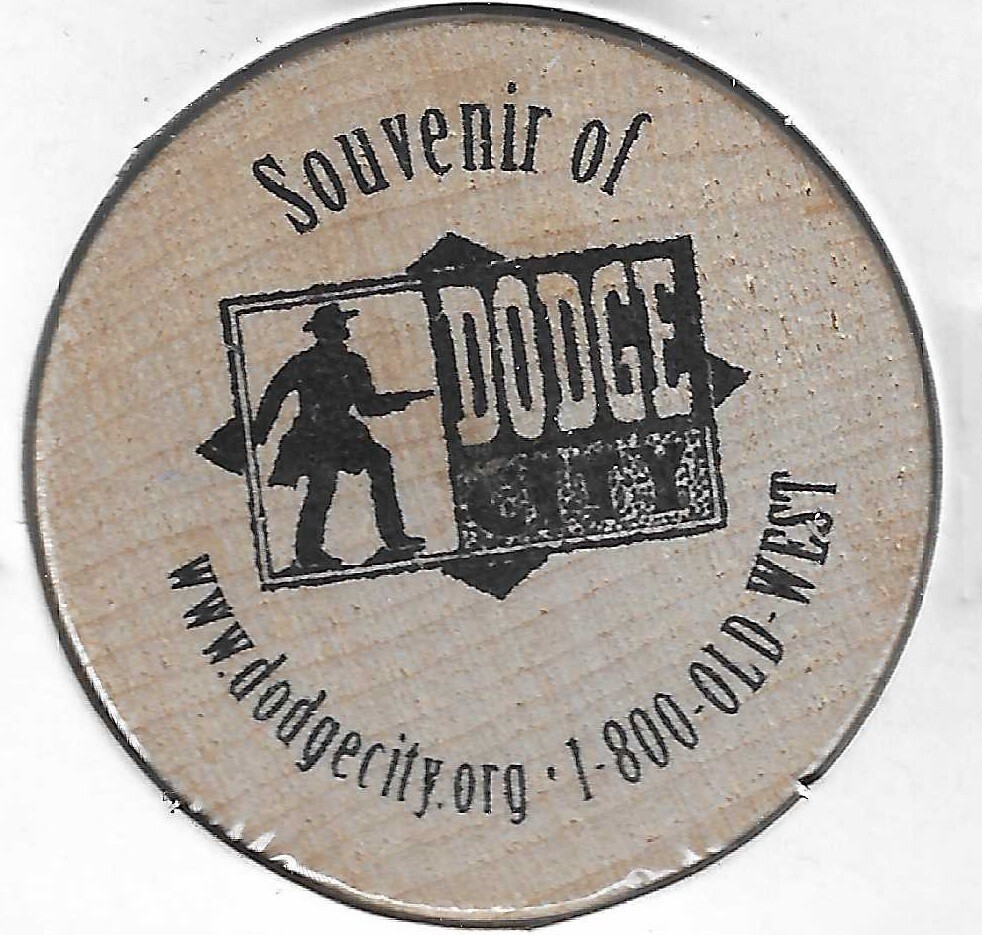 Souvenir of Dodge City, Kansas, Token/Coin, Indian Head Wooden Nickel