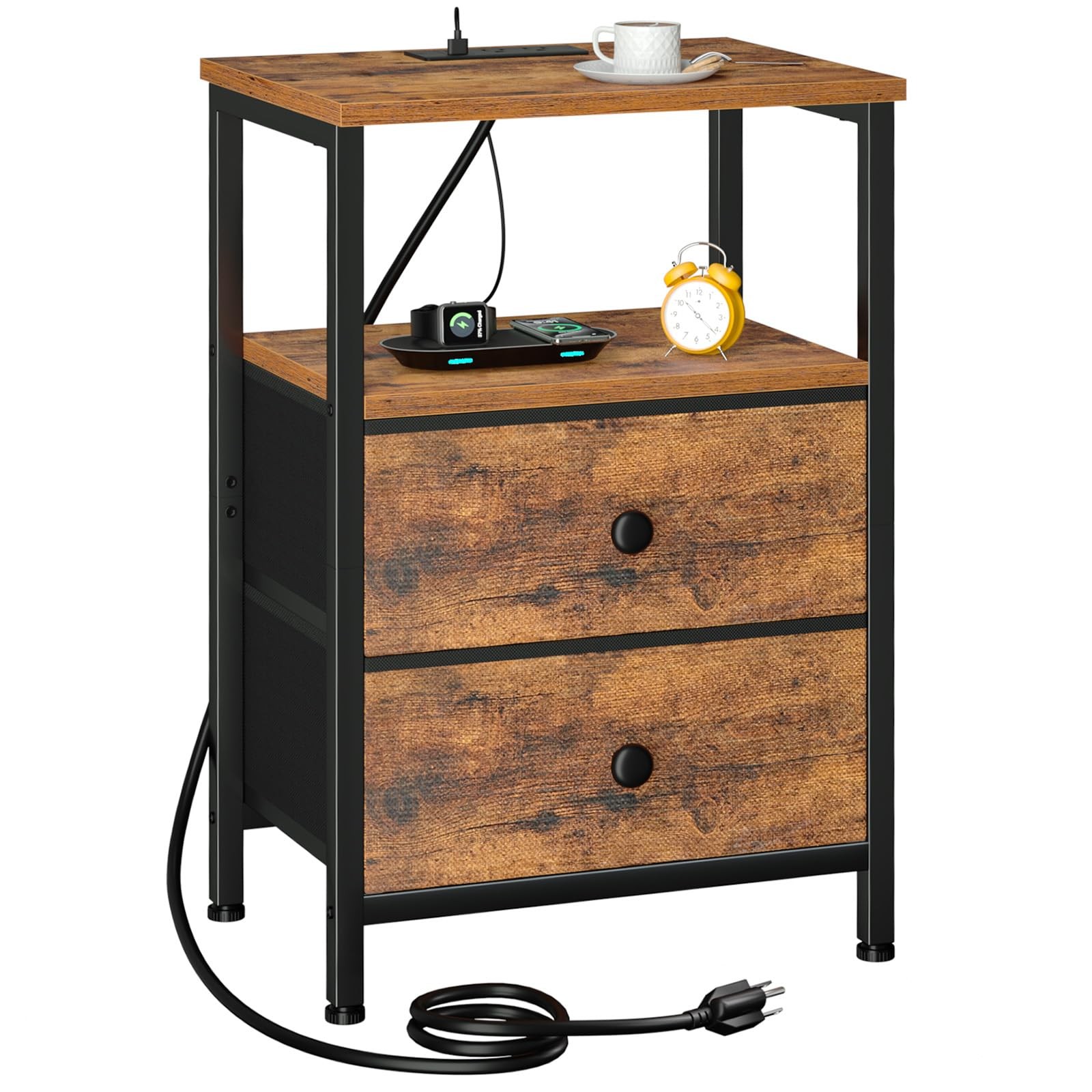 LOAKEKEL Nightstand 15.74 inches x 11.81 x 23.8 inches, Rustic Brown 