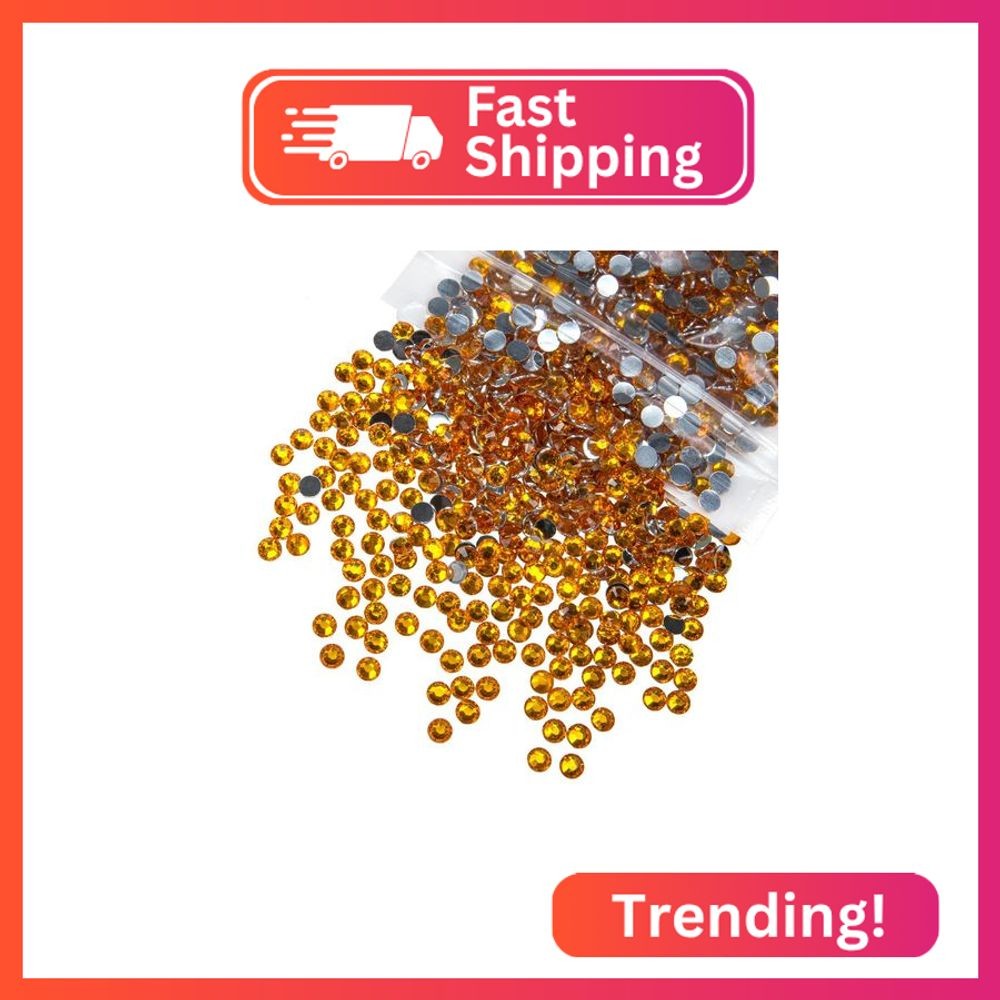 qiipii 3000PCS 4mm Orange Crystal Resin Rhinestones for Crafting Bright Orange F