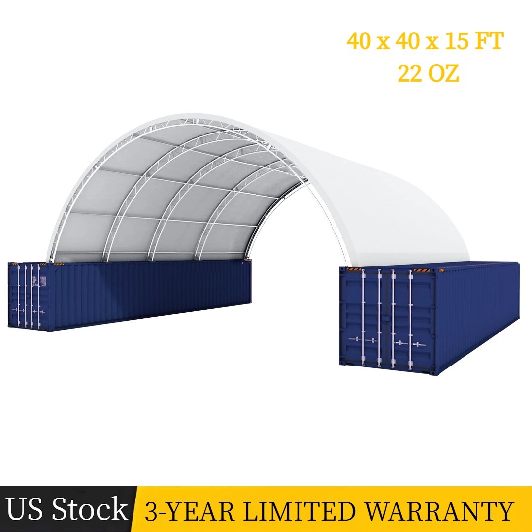 40'x40'x15' 22 OZ PVC Shipping Container Canopy Shelter Double Truss