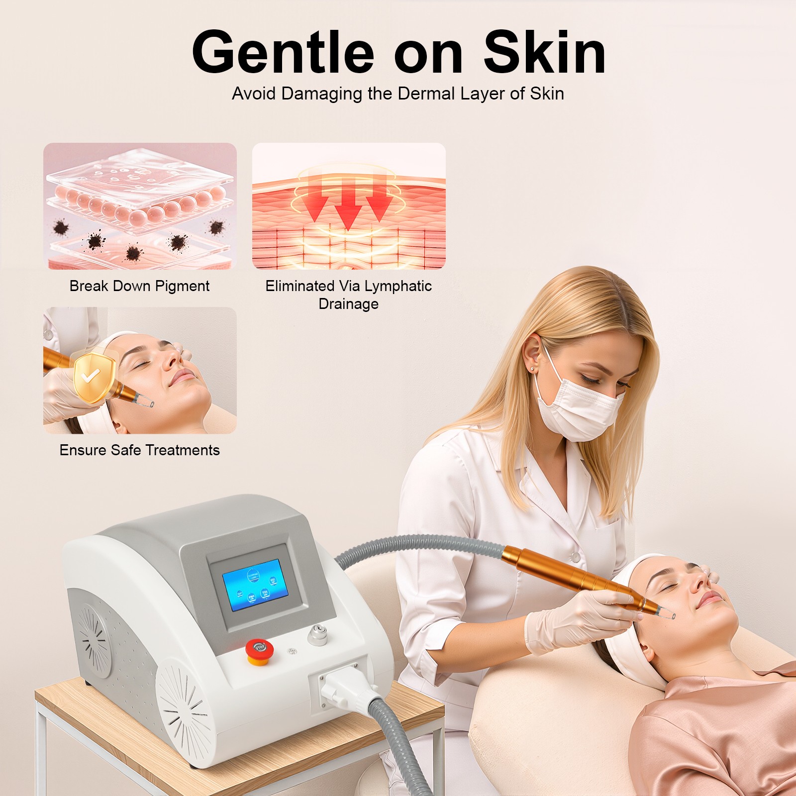 Nd YAG Picosecond Laser Tattoo Removal Machine Pigment Pico Skin Rejuvenation