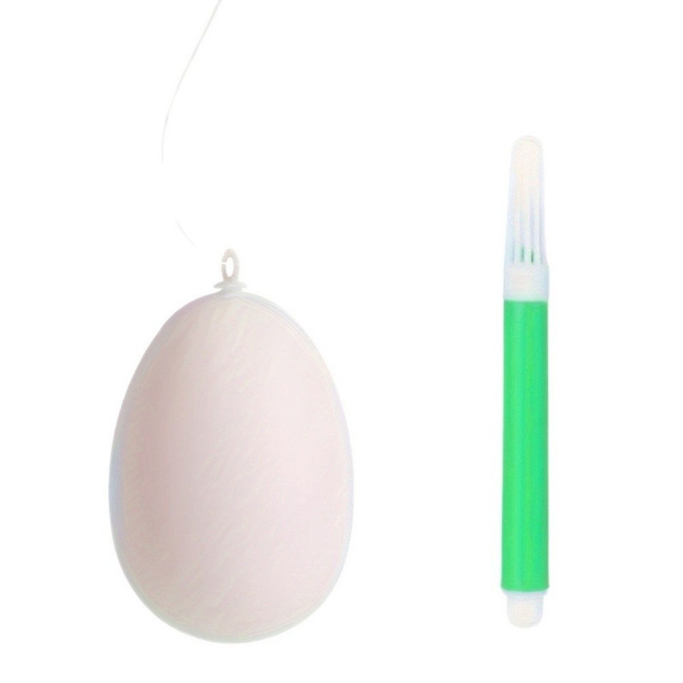 Plastic Easter Egg Art Kit for White Eggs 6cm and 8cm with 4 Painting Pens